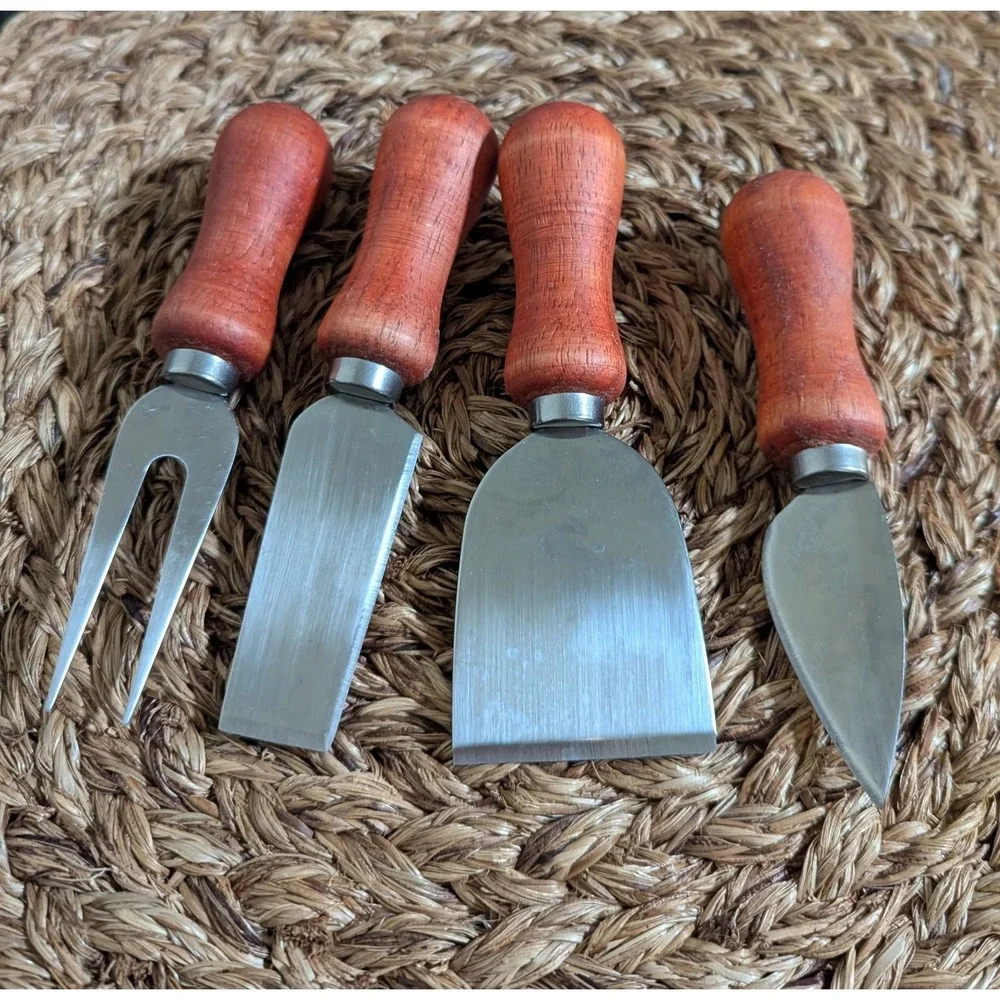 Stainless Steel Cheese Knife Set With‎ Wooden Handles (4)